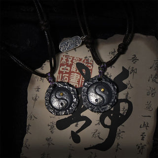 Buddha Gift 999 Sterling Silver Tai Chi Yin Yang Design Harmony Necklace Pendant