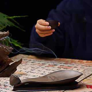 Buddha Gift Lotus Pod Zen Healing Brown Ceramic Stick Incense Burner Decoration