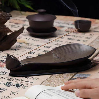 Buddha Gift Lotus Pod Zen Healing Brown Ceramic Stick Incense Burner Decoration