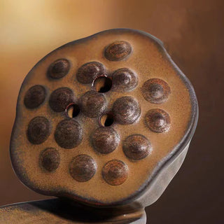 Buddha Gift Lotus Pod Zen Healing Brown Ceramic Stick Incense Burner Decoration