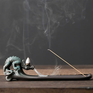 Buddha Gift Moon Rabbit PiXiu Mountain Healing Ceramic Stick Incense Burner Decoration