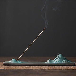 Buddha Gift Moon Rabbit PiXiu Mountain Healing Ceramic Stick Incense Burner Decoration