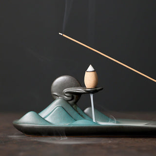 Buddha Gift Moon Rabbit PiXiu Mountain Healing Ceramic Stick Incense Burner Decoration