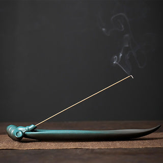 Buddha Gift Three Stones Waves Butterfly Bamboo Healing Ceramic Stick Incense Burner Decoration