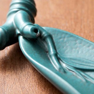 Buddha Gift Three Stones Waves Butterfly Bamboo Healing Ceramic Stick Incense Burner Decoration