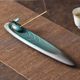 Buddha Gift Three Stones Waves Butterfly Bamboo Healing Ceramic Stick Incense Burner Decoration