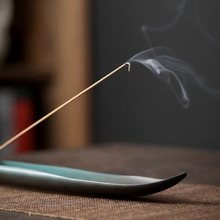 Buddha Gift Three Stones Waves Butterfly Bamboo Healing Ceramic Stick Incense Burner Decoration