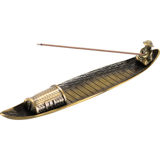 Buddha Gift Fisherman Boat Alloy Incense Stick Holder Healing Incense Burner Decoration