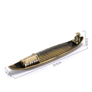 Buddha Gift Fisherman Boat Alloy Incense Stick Holder Healing Incense Burner Decoration