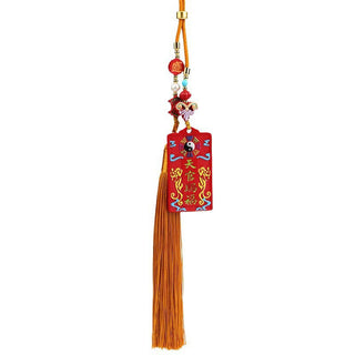 Buddha Gift Natural Cinnabar Bagua Yin Yang Fu Character Blessing Car Hanging Decoration