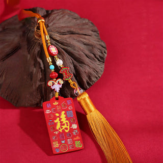 Buddha Gift Natural Cinnabar Bagua Yin Yang Fu Character Blessing Car Hanging Decoration