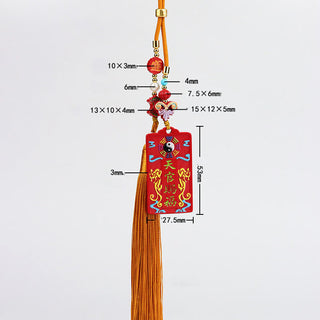 Buddha Gift Natural Cinnabar Bagua Yin Yang Fu Character Blessing Car Hanging Decoration