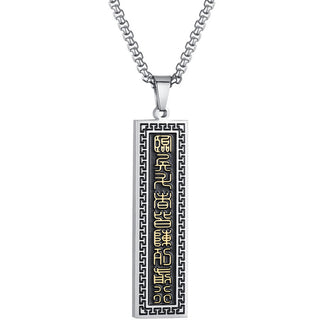 Buddha Gift The Nine-word Mantra Titanium Steel Bagua Yin Yang Balance Necklace Pendant