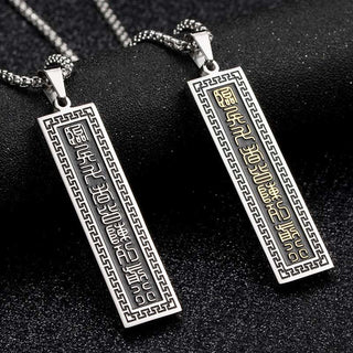 Buddha Gift The Nine-word Mantra Titanium Steel Bagua Yin Yang Balance Necklace Pendant