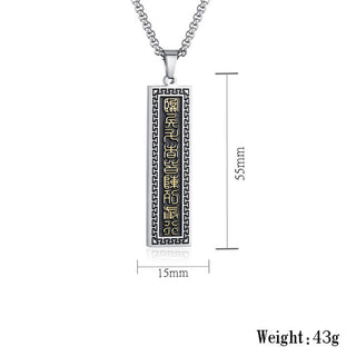 Buddha Gift The Nine-word Mantra Titanium Steel Bagua Yin Yang Balance Necklace Pendant