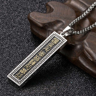 Buddha Gift The Nine-word Mantra Titanium Steel Bagua Yin Yang Balance Necklace Pendant