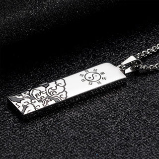 Buddha Gift The Nine-word Mantra Titanium Steel Bagua Yin Yang Balance Necklace Pendant