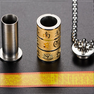 Buddha Gift Tibetan Om Mani Padme Hum Lotus Pattern Prayer Wheel Titanium Steel Peace Necklace Pendant