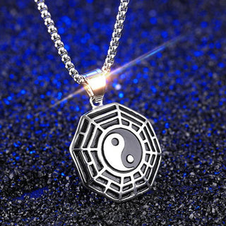 Buddha Gift Titanium Steel Bagua Yin Yang Pattern Balance Necklace Pendant