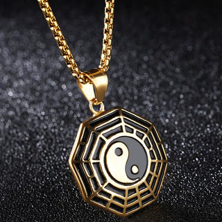 Buddha Gift Titanium Steel Bagua Yin Yang Pattern Balance Necklace Pendant