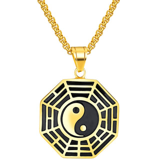 Buddha Gift Titanium Steel Bagua Yin Yang Pattern Balance Necklace Pendant