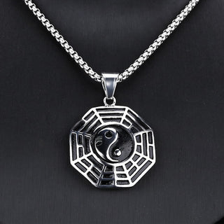 Buddha Gift Titanium Steel Bagua Yin Yang Pattern Balance Necklace Pendant