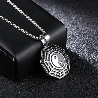 Buddha Gift Titanium Steel Bagua Yin Yang Pattern Balance Necklace Pendant
