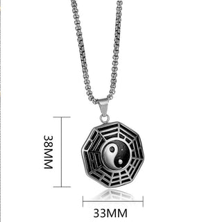 Buddha Gift Titanium Steel Bagua Yin Yang Pattern Balance Necklace Pendant