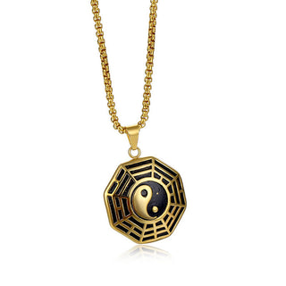 Buddha Gift Titanium Steel Bagua Yin Yang Pattern Balance Necklace Pendant