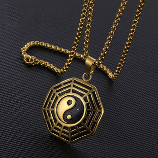 Buddha Gift Titanium Steel Bagua Yin Yang Pattern Balance Necklace Pendant
