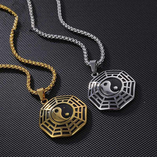 Buddha Gift Titanium Steel Bagua Yin Yang Pattern Balance Necklace Pendant