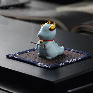 Buddha Gift Dragon Bell Healing Ceramic Incense Burner Desk Decoration