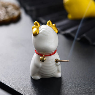 Buddha Gift Dragon Bell Healing Ceramic Incense Burner Desk Decoration