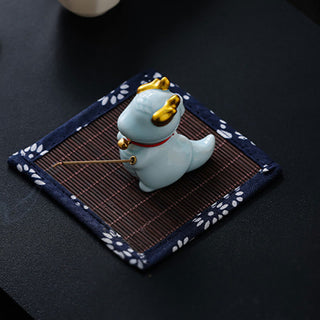 Buddha Gift Dragon Bell Healing Ceramic Incense Burner Desk Decoration