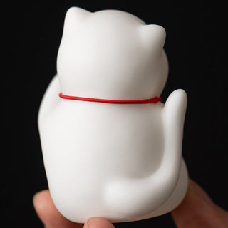 Buddha Gift Cat Bell Bamboo Mat Healing Ceramic Incense Burner Desk Decoration