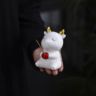 Buddha Gift Cute Deer Holder Healing Ceramic Incense Burner Desk Decoration