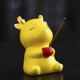 Buddha Gift Cute Deer Holder Healing Ceramic Incense Burner Desk Decoration