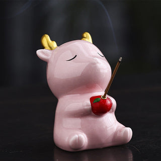 Buddha Gift Cute Deer Holder Healing Ceramic Incense Burner Desk Decoration