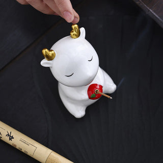 Buddha Gift Cute Deer Holder Healing Ceramic Incense Burner Desk Decoration
