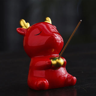 Buddha Gift Cute Deer Holder Healing Ceramic Incense Burner Desk Decoration