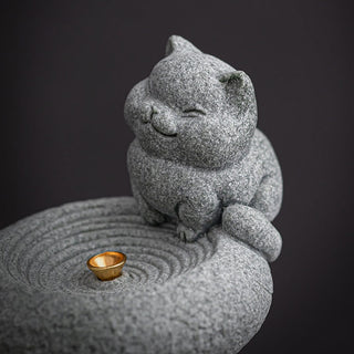 Buddha Gift Cute Lazy Standing Cat Healing Incense Burner Desk Decoration