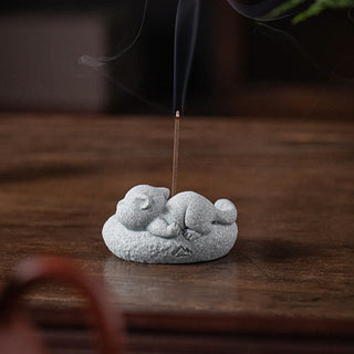 Buddha Gift Cute Lazy Standing Cat Healing Incense Burner Desk Decoration