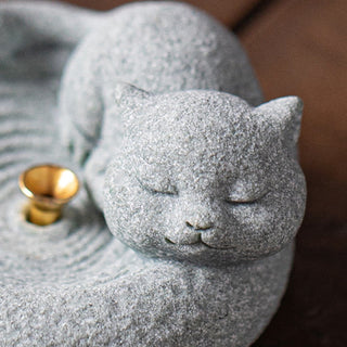 Buddha Gift Cute Lazy Standing Cat Healing Incense Burner Desk Decoration