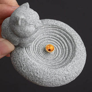 Buddha Gift Cute Lazy Standing Cat Healing Incense Burner Desk Decoration