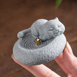 Buddha Gift Cute Lazy Standing Cat Healing Incense Burner Desk Decoration