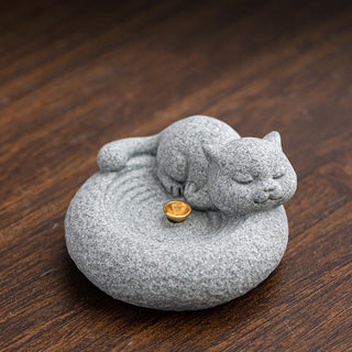 Buddha Gift Cute Lazy Standing Cat Healing Incense Burner Desk Decoration