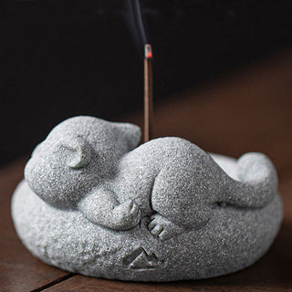Buddha Gift Cute Lazy Standing Cat Healing Incense Burner Desk Decoration