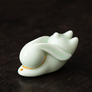 Buddha Gift Flying Rabbit Bamboo Mat Healing Ceramic Incense Burner Desk Decoration