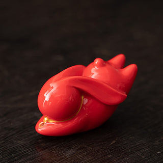 Buddha Gift Flying Rabbit Bamboo Mat Healing Ceramic Incense Burner Desk Decoration