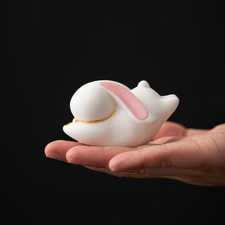 Buddha Gift Flying Rabbit Bamboo Mat Healing Ceramic Incense Burner Desk Decoration